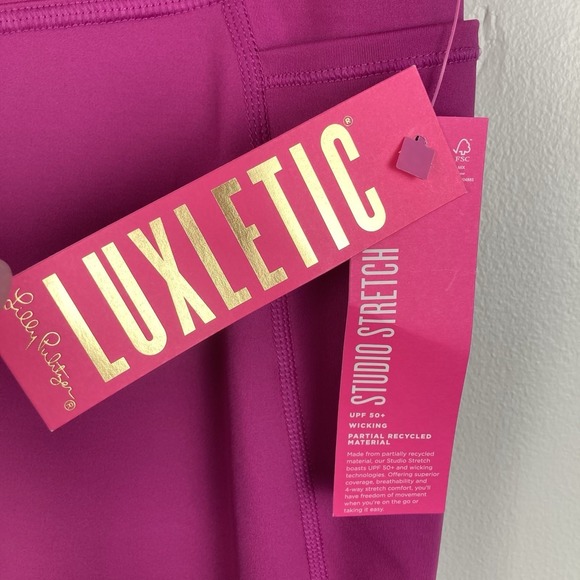Lilly Pulitzer NWT UPF 50+ Luxletic 31.5" Carpe Vita Flare Legging Mulberry sz S - Picture 4 of 10
